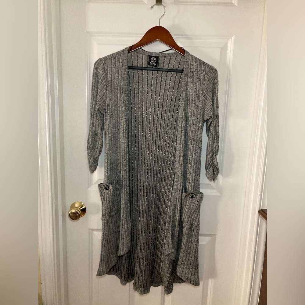 Bobeau gray knit open cardigan - size S